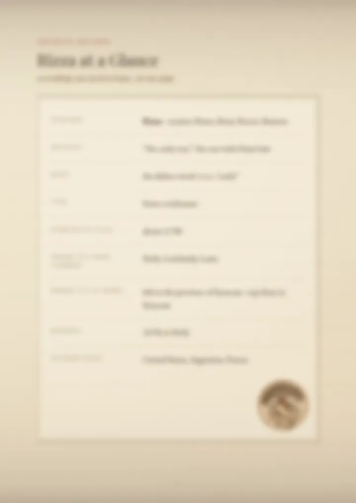 A blurred page from the PDF on the Rizza surname