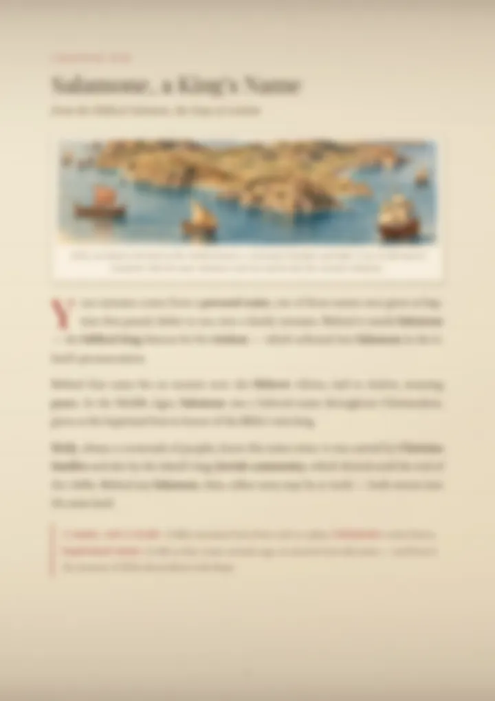 A blurred page from the PDF on the Salamone surname