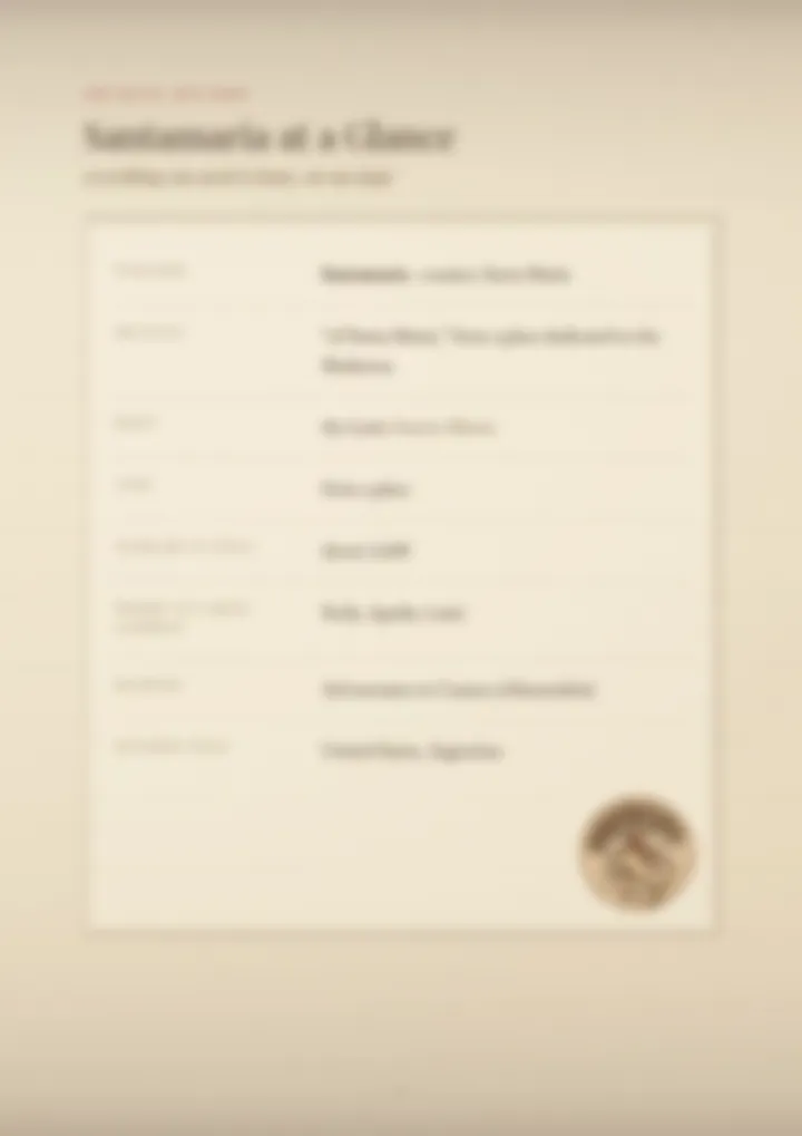 A blurred page from the PDF on the Santamaria surname