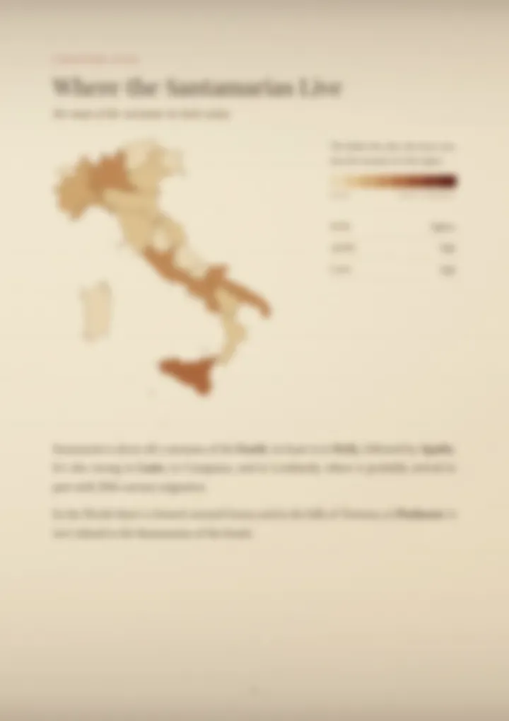 A blurred page from the PDF on the Santamaria surname