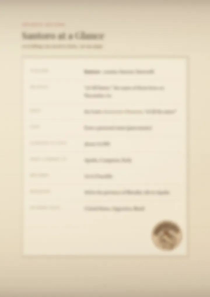 A blurred page from the PDF on the Santoro surname