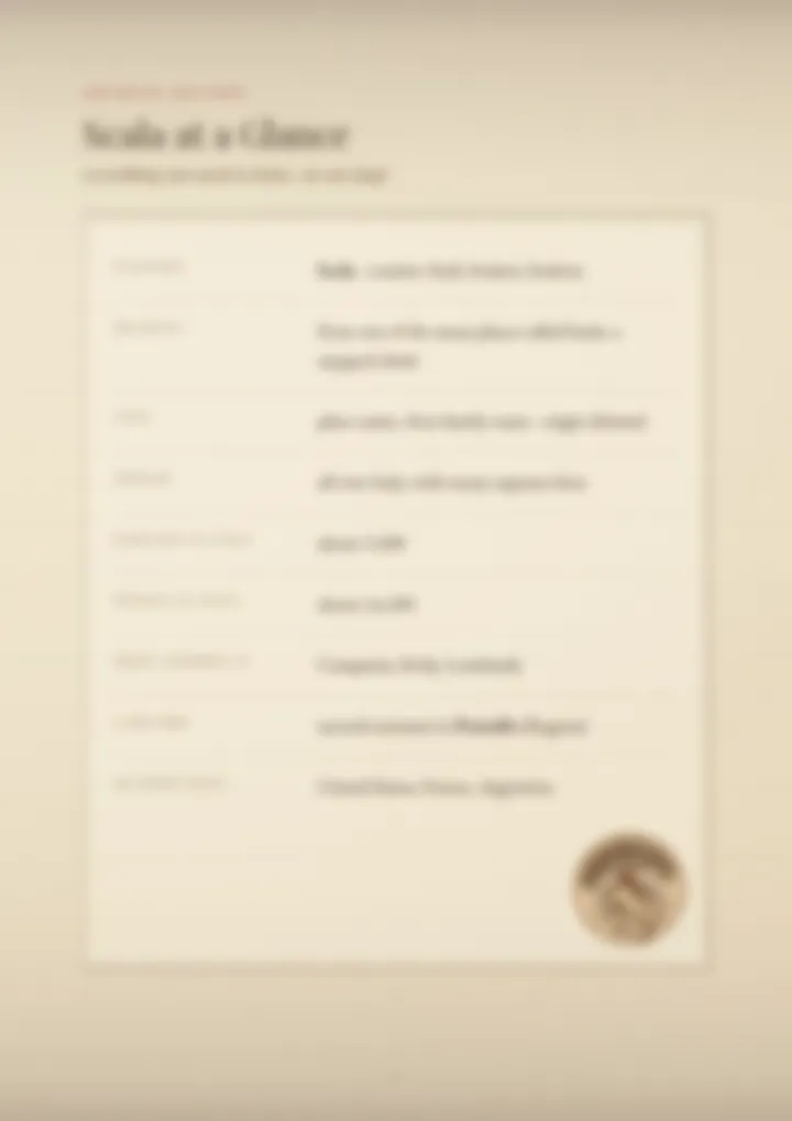 A blurred page from the PDF on the Scala surname