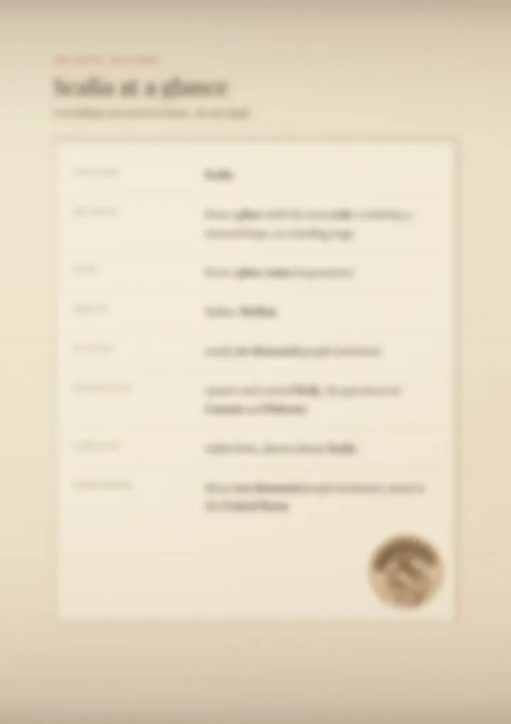 A blurred page from the PDF on the Scalia surname