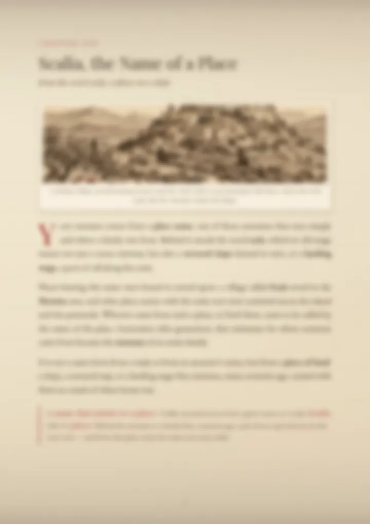 A blurred page from the PDF on the Scalia surname