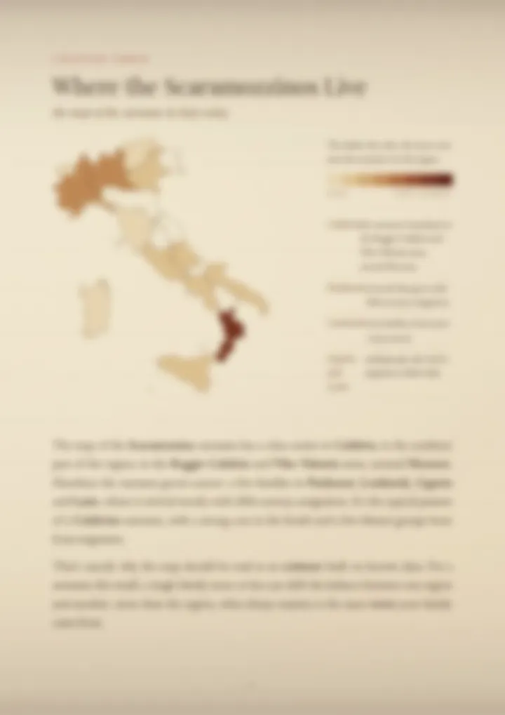 A blurred page from the PDF on the Scaramozzino surname