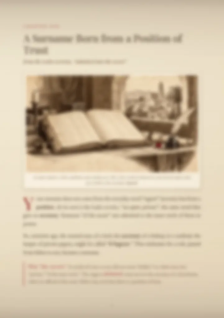 A blurred page from the PDF on the Segreti surname