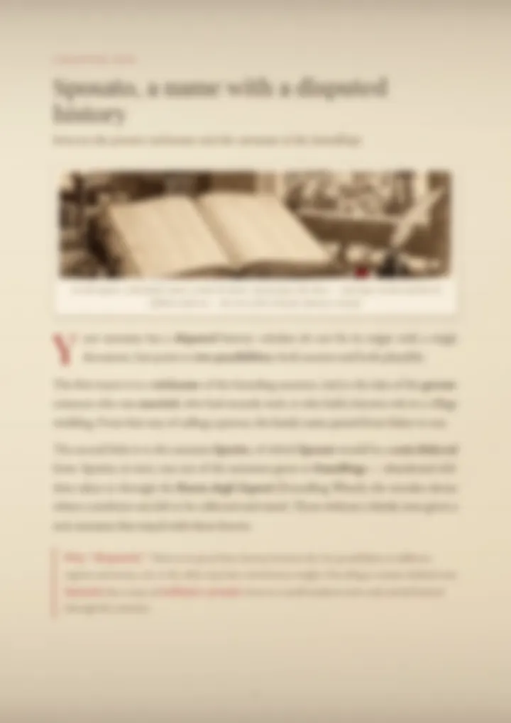 A blurred page from the PDF on the Sposato surname