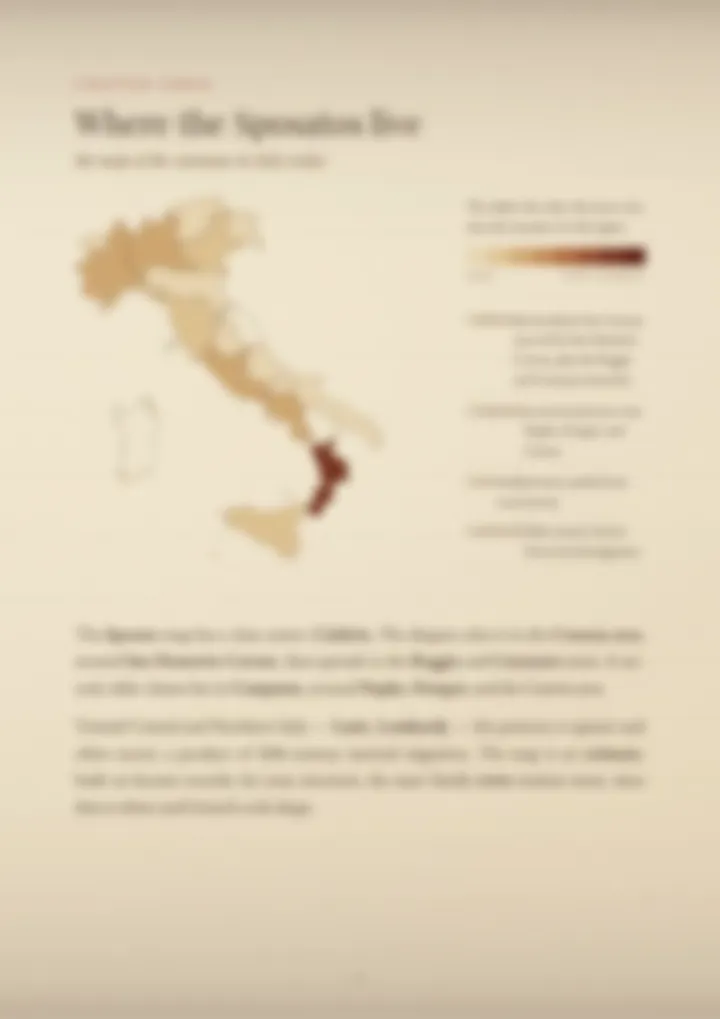 A blurred page from the PDF on the Sposato surname