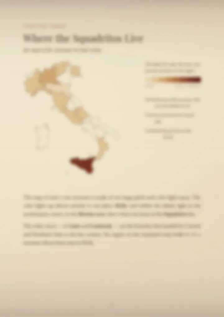 A blurred page from the PDF on the Squadrito surname