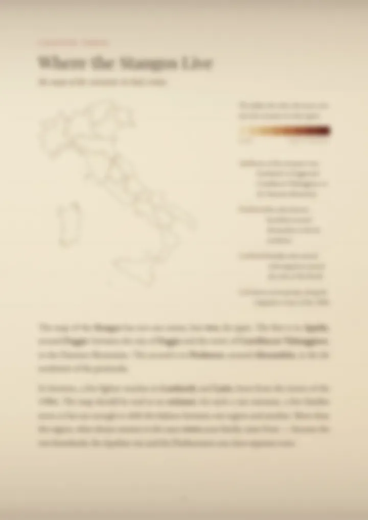 A blurred page from the PDF on the Stango surname
