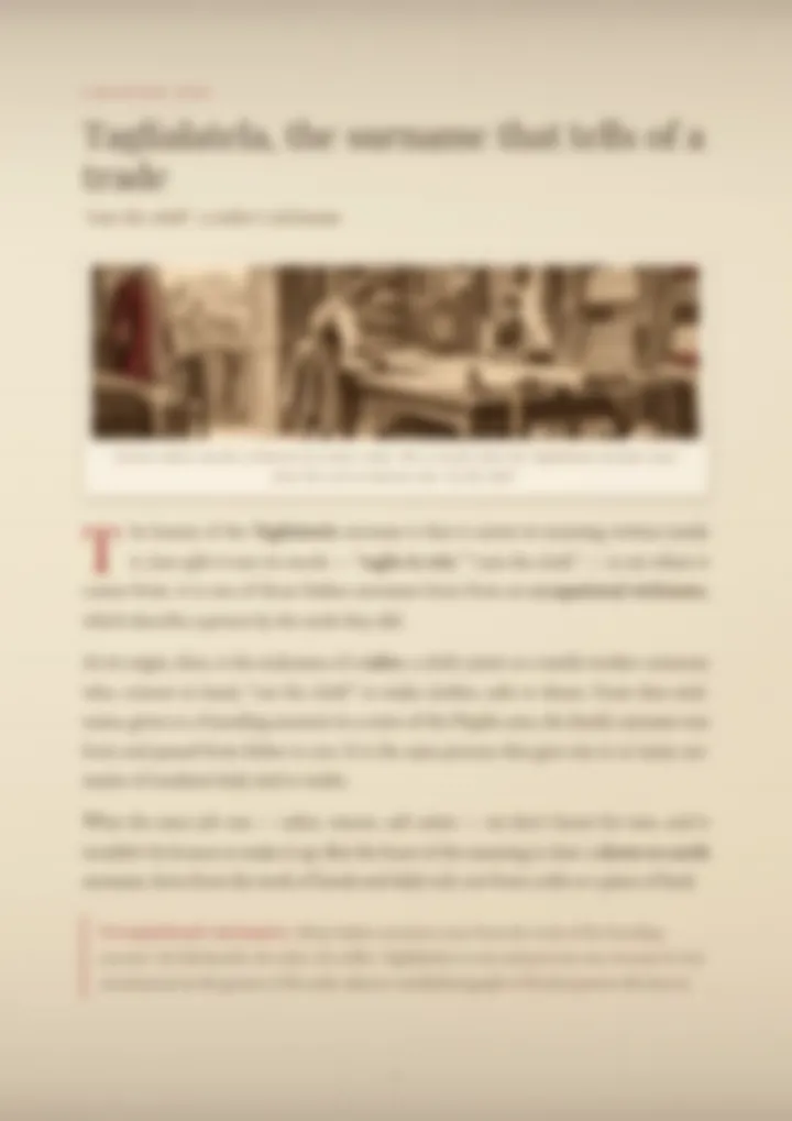 A blurred page from the PDF on the Taglialatela surname