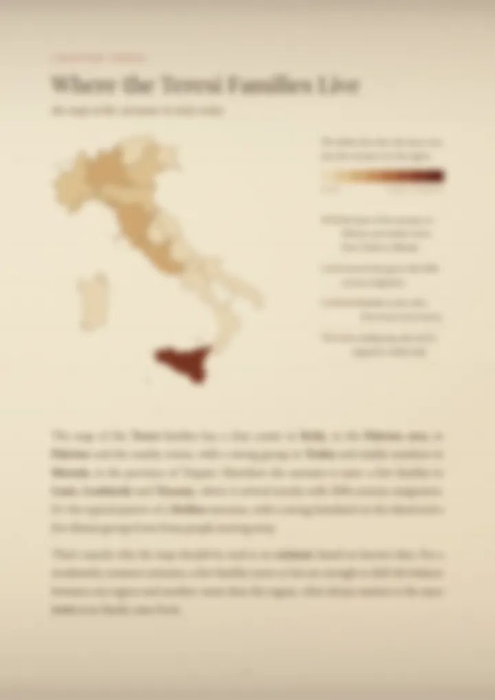 A blurred page from the PDF on the Teresi surname