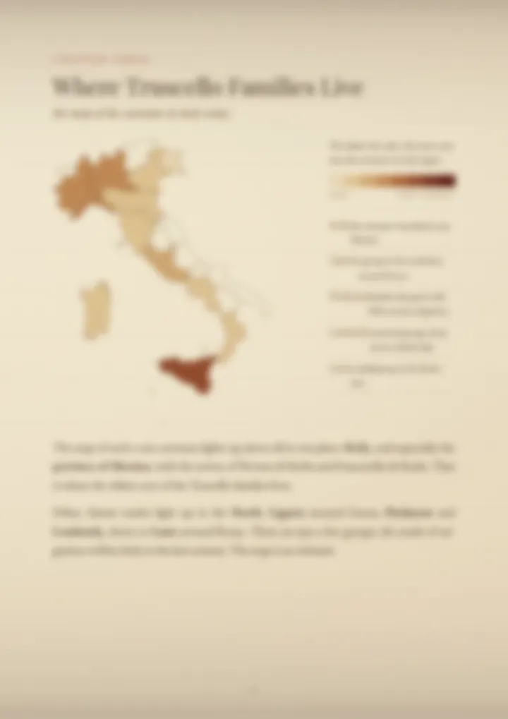 A blurred page from the PDF on the Truscello surname