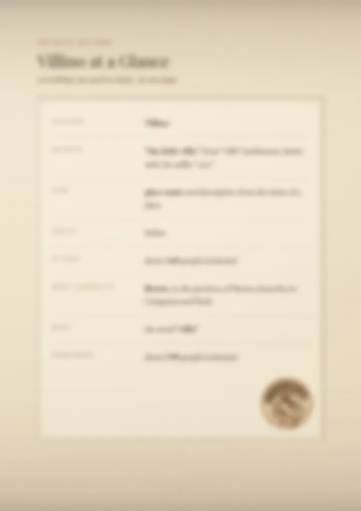 A blurred page from the PDF on the Villino surname