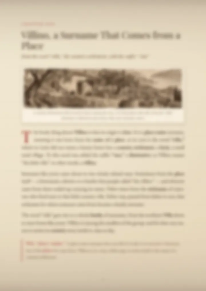 A blurred page from the PDF on the Villino surname