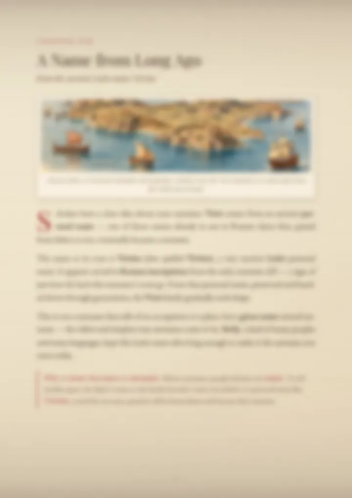 A blurred page from the PDF on the Virzì surname
