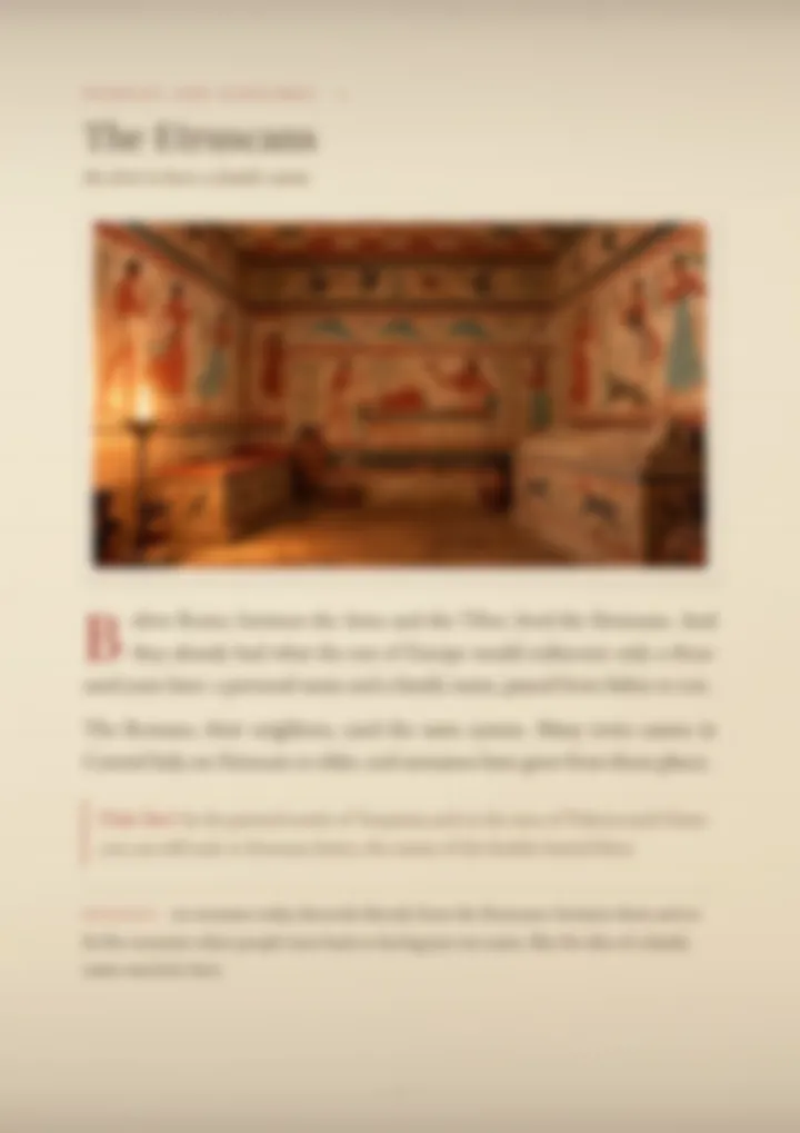 A blurred page from the volume Surnames of Central Italy