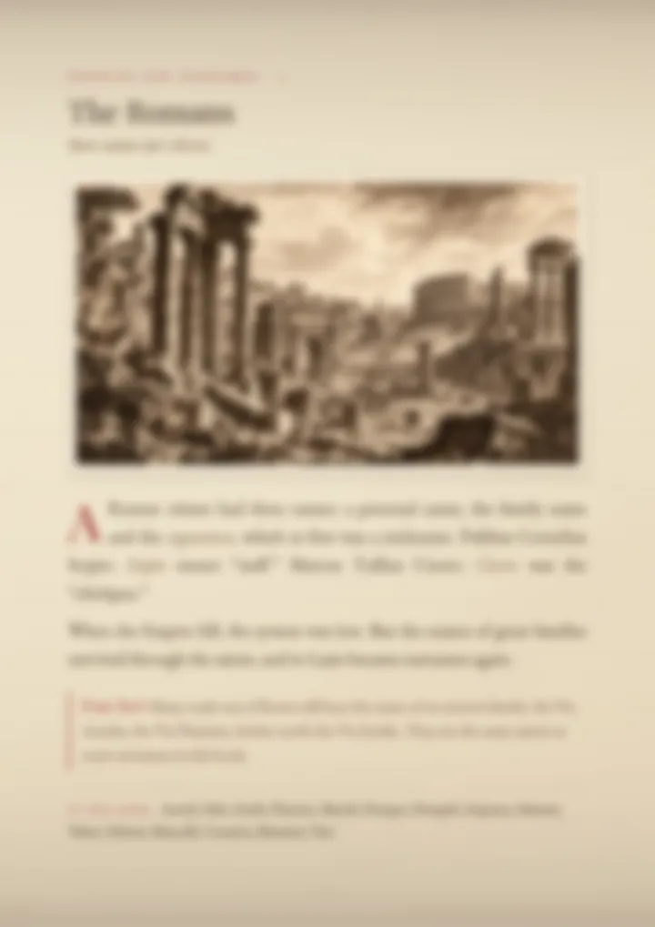 A blurred page from the volume Surnames of Lazio