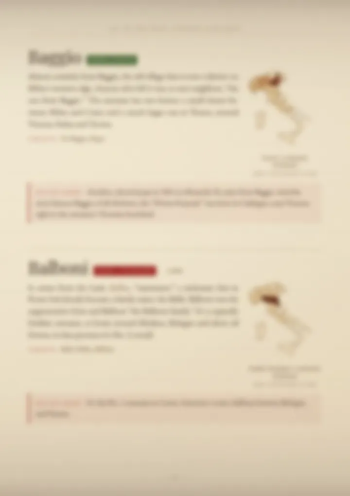 A blurred page from the volume Surnames of Northern Italy