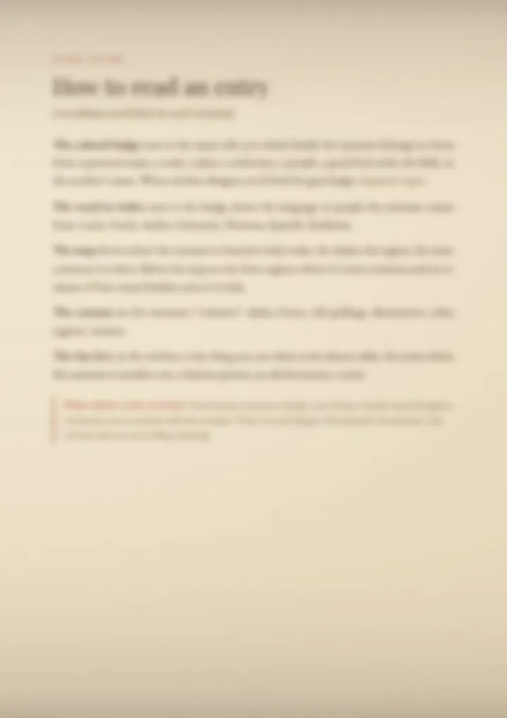 A blurred page from the volume Surnames of the South and the Islands