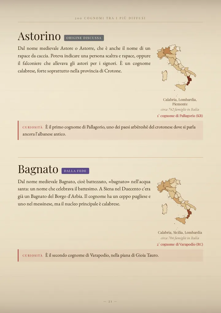 Una pagina del volume I cognomi di Calabria