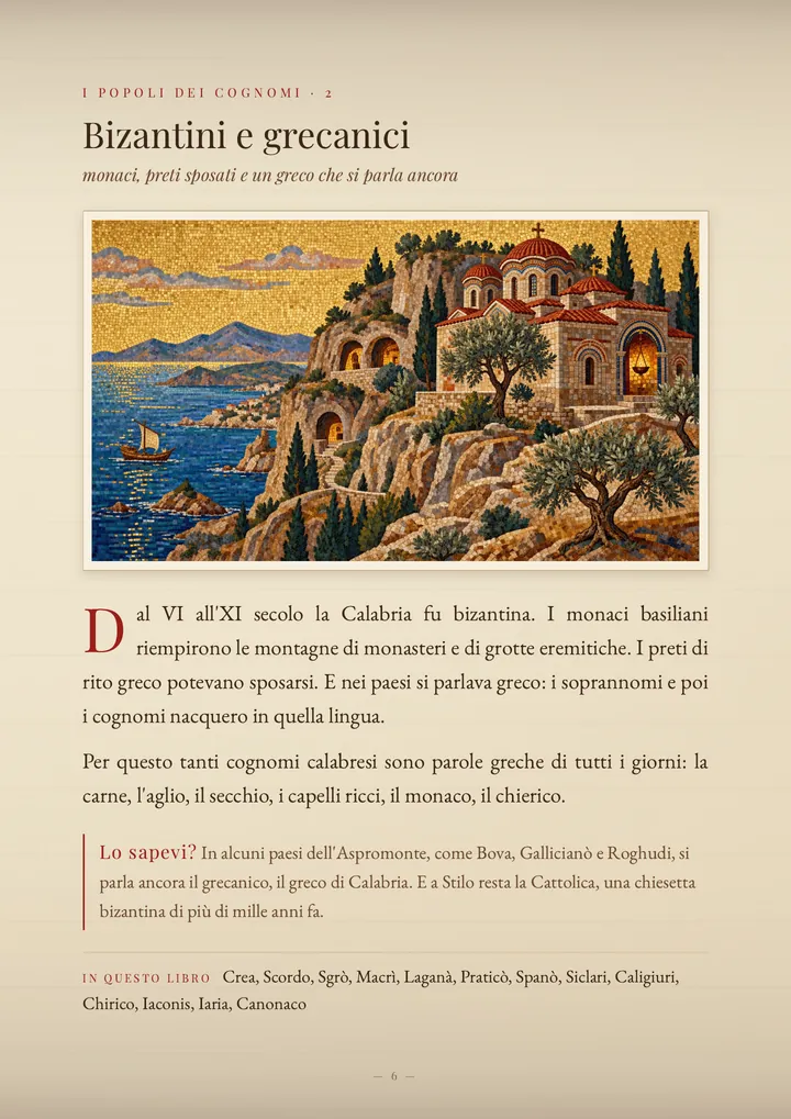 Una pagina del volume I cognomi di Calabria