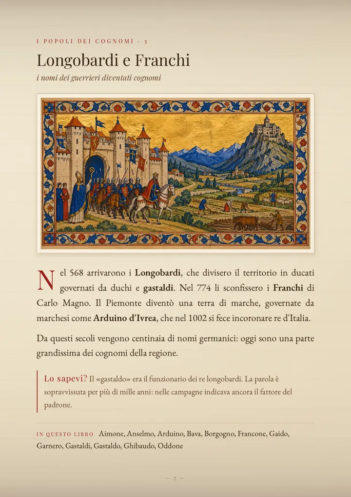 Una pagina del volume I cognomi del Piemonte