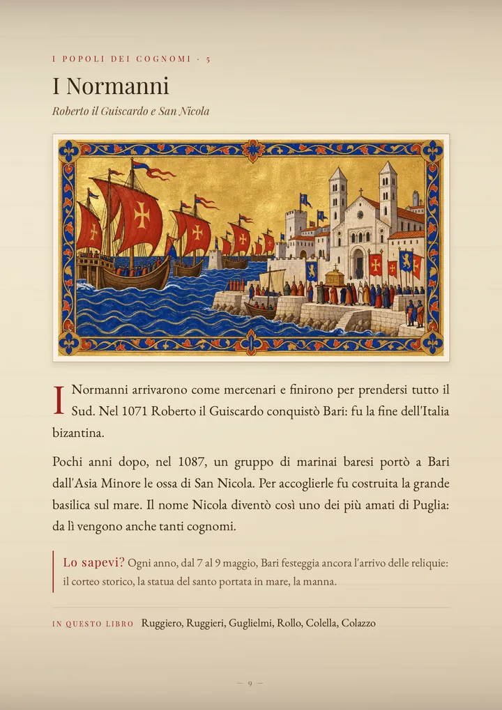 Una pagina del volume I cognomi di Puglia
