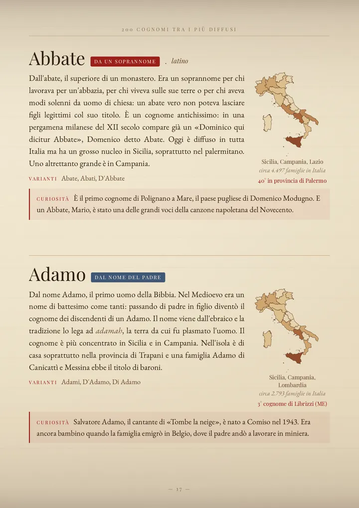 Una pagina del volume I cognomi di Sicilia
