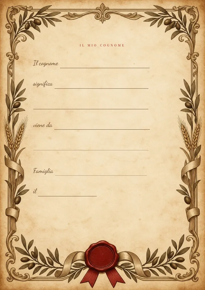 Una pagina del volume I cognomi del Sud e delle Isole