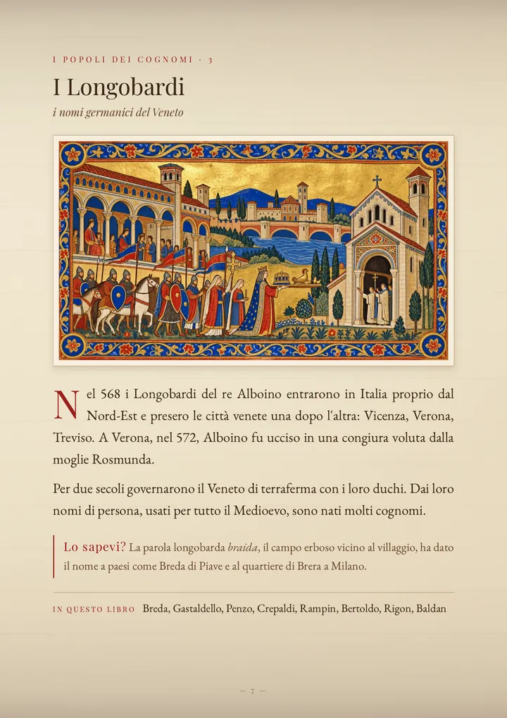 Una pagina del volume I cognomi del Veneto